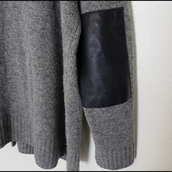 Madewell 100% Wool, Leather Elbow Patch Cardigan - Picture 5 of 8